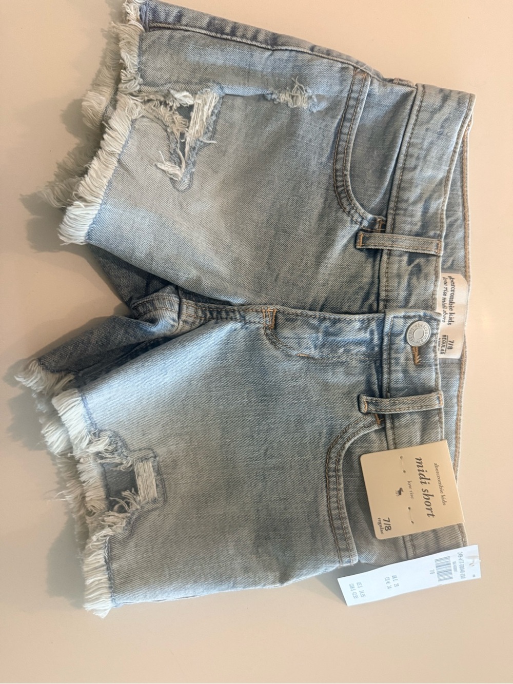 abercrombie kids Light Blue Distressed Denim Shorts